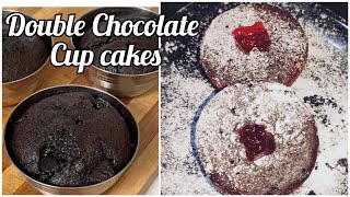 Chocolate cup cakes Christmas special Recipe How to make eggless muffins without oven [upl. by Amocat934]