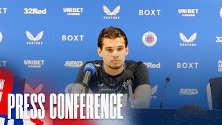 PRESS CONFERENCE  Ianis Hagi  Rangers v Olympiacos  26 Jul 2023 [upl. by Gulgee]