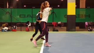 Hard court tennis practice feeding hitting fitness running [upl. by Minda103]