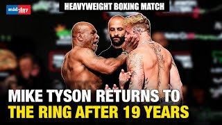 Mike Tyson vs Jake Paul Boxing legend Mike Tyson slaps Jake Paul ahead of comeback match [upl. by Gnilsia516]