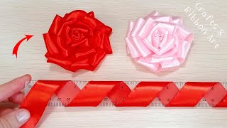 Super Easy Ribbon Rose Making Ideas  Amazing Trick with Scale  DIY Ribbon Flowers [upl. by Jeffery909]