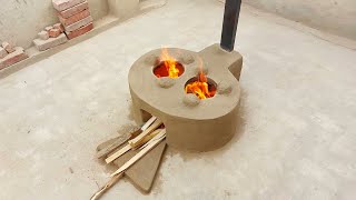 Desi Style Smokeless Mitti Ka Chulha  Primitive Technology Clay Stove  Outdoor Firewood Mud Stove [upl. by Camm]