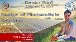 Design of Photovoltaic Systems  NPTEL  noc24ee109  Week8 [upl. by Obed]