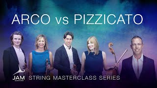 10 ARCO VS PIZZICATO— STRING MASTERCLASS SERIES with SACCONI QUARTET [upl. by Argus655]