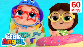 Beach Day at School 🏖️🍦  Little Angel Nursery Rhymes  Moonbug Kids After School [upl. by Mellisa]