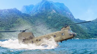 Massive US Helicopter Lands on Water During Special Forces Operation [upl. by Ahsakal]