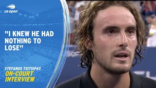 Stefanos Tsitsipas OnCourt Interview  2023 US Open Round 1 [upl. by Brandi816]