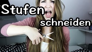 Haare selbst schneiden  STUFENSCHNITT  Lenas Lifestyle [upl. by Lessirg]