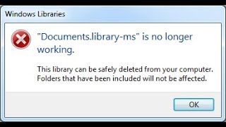 How To Fix quotDocumentslibrarymsquot is no longer working Error on Windows 7 [upl. by Ilarrold682]