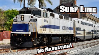 Amtrak Metrolink Coaster BNSF and UP Trains on The Surf Line no narration [upl. by Eelyme]