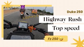 FZ  250 Vadu Urikey ne Race Petkundu 🤣🤣  Duke 250 Top Speed Run [upl. by Itram]