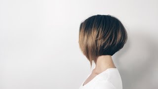 how to cut classic bob with long asymmetrical fringe [upl. by Aicissej]