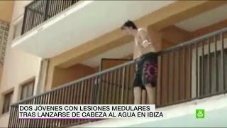 Heridos de gravedad dos jóvenes tras lanzarse de cabeza al agua en Ibiza [upl. by Genevra696]