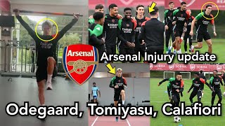 ✅ ARSENAL TRAINING TODAY  Odegaard Tomiyasu Calafiori 🔥 Arsenal injury News [upl. by Gilchrist]