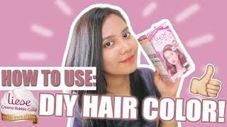 DIY HAIR COLOR HOW TO USE Liese Creamy Bubble Color in Rose Tea Brown Review  Emmerey Rose [upl. by Nosak]