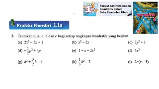 KSSM Matematik Tingkatan 4 Bab 1 Fungsi dan persamaan kuadratik dalam satu praktis kendiri 11a no2 [upl. by Naahsar]