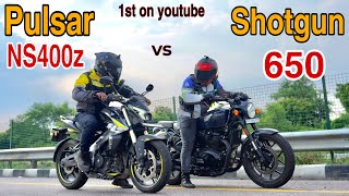 Pulsar NS 400z vs RE Shotgun 650  Drag Race  TopEnd Test Bajaj Power🔥  game changer😲 [upl. by Earized]