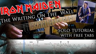 Iron Maiden  The Writing On The Wall Adrian Smith solo lesson with tablatures and backing tracks [upl. by Rramahs909]