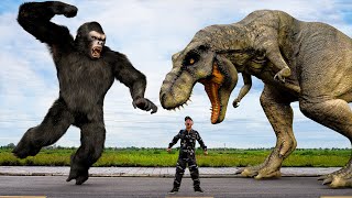 Most REALISTIC TRex Attack  TREX VS King Kong  Jurassic Park FanMade Film  Teddy Chase [upl. by Dinnie802]