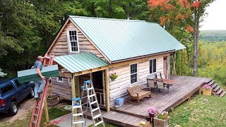 Installing A Metal Roof On Our Off Grid Cabin Mudroom [upl. by Aciret557]