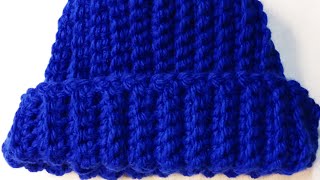 Crochet along a ribbed beanie3yr old baby hat tutorialbeginners guide [upl. by Bilat]