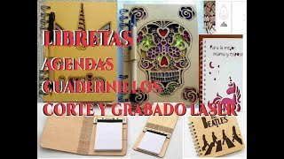 Libretas Agendas y Cuadernillos corte láser 100 diseños pack 1 [upl. by Soph559]