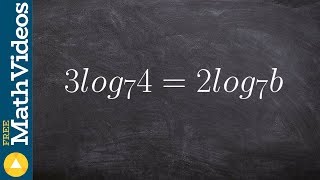 Applying the power rule of logarithms to solve the equation 3log7 4  2log7 b [upl. by Gavra]