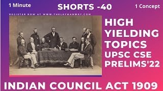 Indian council act 1909 or Morley Minto Reforms shorts [upl. by Nyllewell]