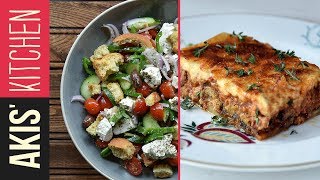 Authentic Greek Moussaka amp Greek Salad  Akis Petretzikis [upl. by Zoes]