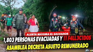 ALERTA LLUVIAS DEJAN 1803 PERSONAS EVACUADAS Y 11 F4LL3C1D0S ASAMBLEA DECRETA ASUETO REMUNERADO [upl. by Aisetal423]