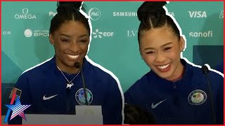 Simone Biles amp Suni Lee Were ‘Freaking Out’ During 2024 Olympics AllAround Final [upl. by Rettke827]