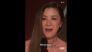 Michelle Yeoh tells pianist to shut up while giving winning Golden Globe speech [upl. by Blatman]