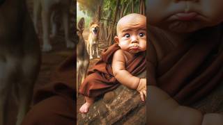 plittle monk so cute 😍😍 baby with cuteviral ai baby🥰🥰cute foryou funnydogshortvideo [upl. by Gaves]