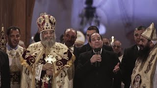 Egypt President ElSisi joins Coptic Orthodox Christians at Christmas Eve mass [upl. by Lledyl]