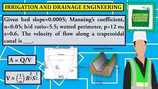 Given bed slope00005 Manning’s coefficient n005 bd ratio55 wetted perimeter p12 m z0 [upl. by Neff]