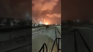 Nighttime explosion at an oil depot in AngarskRussia shorts viralshorts russia [upl. by Solita]