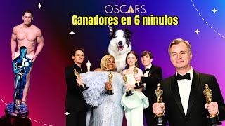 Oscars 2024 Ganadores Resumen en 6 minutos [upl. by Attikram]