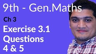 9th Class General Math Ch 3 lec 3 Exercise 31 Question no 4 amp 5  Matric part 1 Math [upl. by Sucrad463]