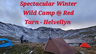 Winter Wild Camp  Red Tarn and hiking Helvellyn via Swirrel Edge and the nearby Fells [upl. by Chrysler]