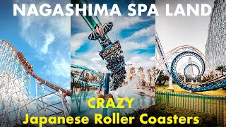 Nagashima Spa Land Nagoya  CRAZY Japanese Roller Coasters [upl. by Euqirrne]