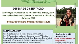 Defesa da Dissertação de Mestrado  Pollyana Machado Furtado Anute [upl. by Anaujahs784]