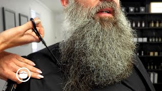 Young Man’s Incredible Grey Beard Gets Trimmed to Perfection [upl. by Daren]