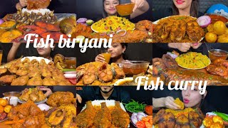 Fish biryani VS Spicy Fish curry challenge huge meals😋popular challenge asmr famousfood foodie [upl. by Piwowar]