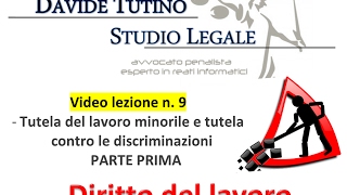 Diritto del lavoro  Video Lezione n 9 Tutela del lavoro minorile e contro le discriminazioni 1 [upl. by Eniamrahs243]