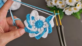 Wonderful 😇 3D Super Easy Crochet Knitting Motif Pattern  Tığ İşi Şahane Motif Örgü Modeli [upl. by Ciel]