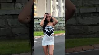 Stunning tight bodycon minidress Street style outfit idea fashion style outfit shorts [upl. by Yecniuq]