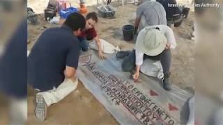 Remains of ancient mosaic from a Georgian church found in Israel [upl. by Legnaros]