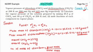 Vapour pressure of chloroform CHCL3 and dichloromethaneCH2CL2 at 298K are 200m m Hg and 415mm Hg [upl. by Naples322]