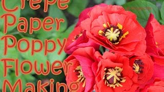 How to make Crepe Paper Poppy Flower  DIY [upl. by Zuzana]