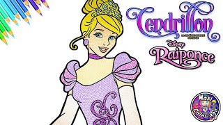 DISNEY PRINCESS CINDERELLA IN RAPUNZELS DRESS COLORING BOOK COLOR SWAPCENDRILLON TANGLED RAIPONCE [upl. by Edas]